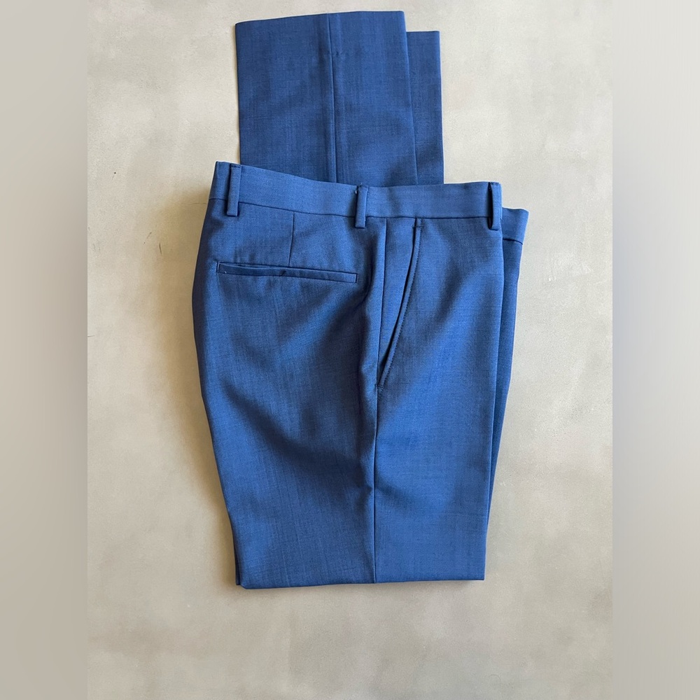 Trafalgar Slim Fit Trousers in Blue Barberis Wool Mohair